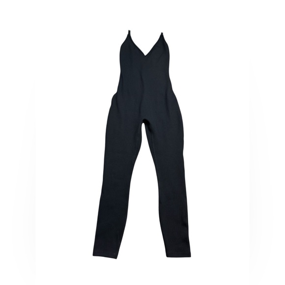 🖤 Nike NSW Ribbed Just Do It Black Jumpsuit Sz S ⚡ Sleek Active Streetwear 🖤 - Picture 3 of 7